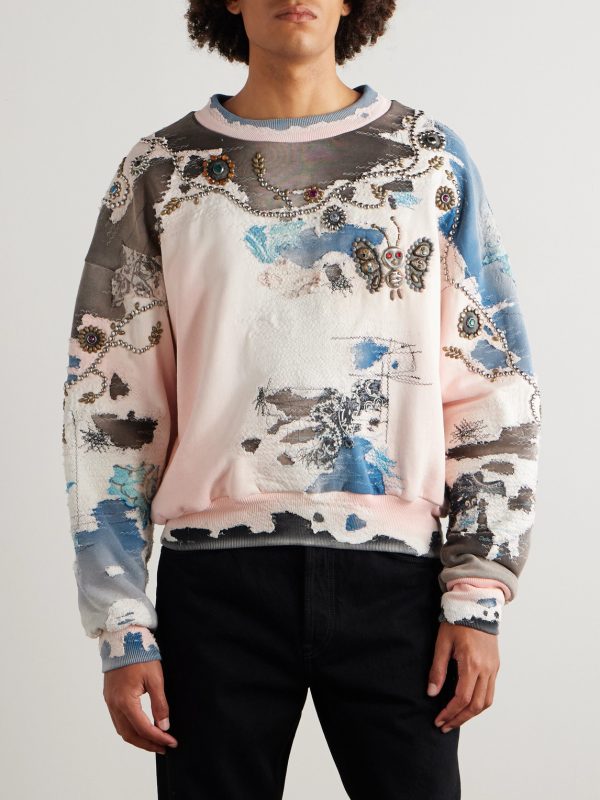 Embellished Embroidered Printed Cotton-Jersey Sweatshirt - FR