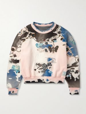 Embellished Embroidered Printed Cotton-Jersey Sweatshirt
