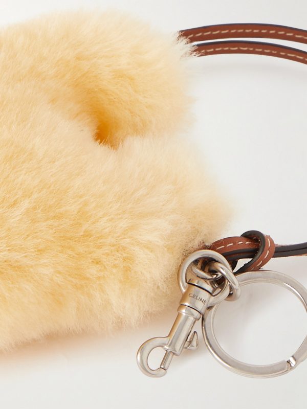 Triomphe Shearling and Leather Keyring - CU Triomphe Shearling and Leather Keyring - CU