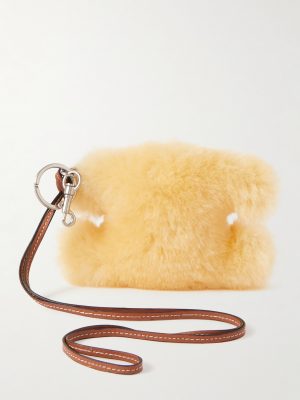 Triomphe Shearling and Leather Keyring