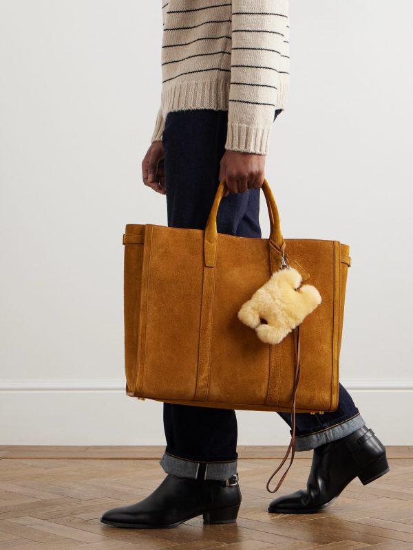 Triomphe Shearling and Leather Keyring - OU Triomphe Shearling and Leather Keyring - OU