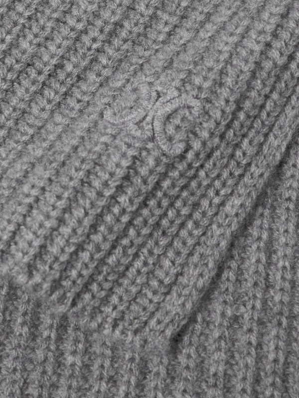 Logo-Embroidered Ribbed Cashmere Scarf - CU Logo-Embroidered Ribbed Cashmere Scarf - CU