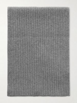 Logo-Embroidered Ribbed Cashmere Scarf Logo-Embroidered Ribbed Cashmere Scarf