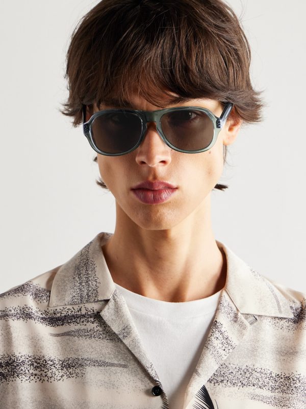 Black Frame 56 Aviator-Style Acetate Sunglasses - OU
