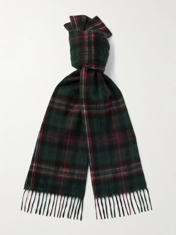 Fringed Checked Cashmere Scarf Fringed Checked Cashmere Scarf