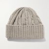 Logo-Embroidered Cable-Knit Cashmere Beanie - BK
