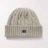 Logo-Embroidered Cable-Knit Cashmere Beanie