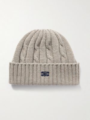 Logo-Embroidered Cable-Knit Cashmere Beanie
