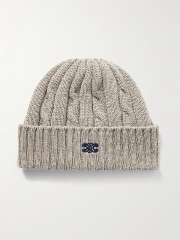 Logo-Embroidered Cable-Knit Cashmere Beanie