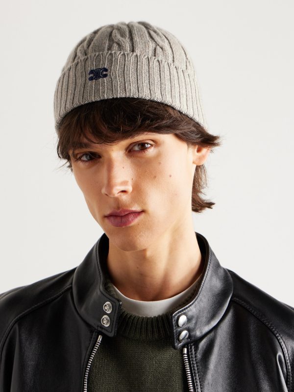 Logo-Embroidered Cable-Knit Cashmere Beanie - OU