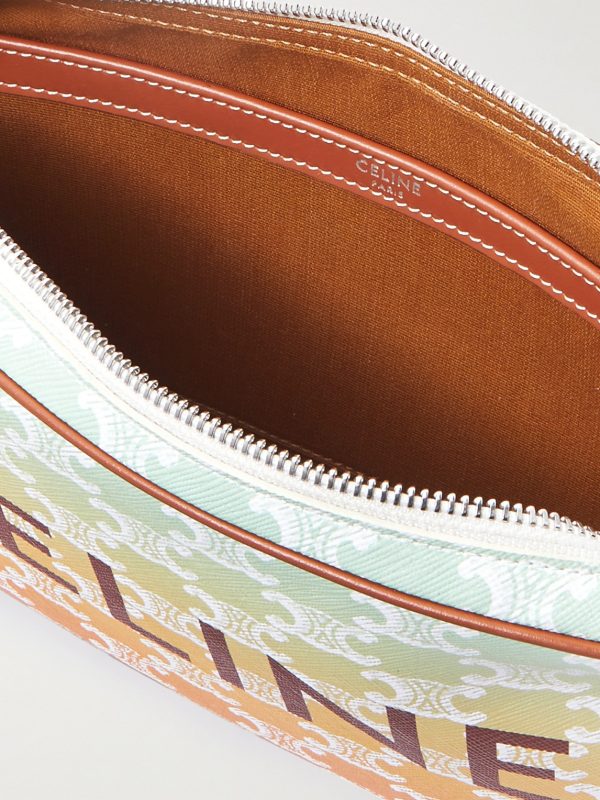 Triomphe Leather-Trimmed Logo-Print Coated-Canvas Messenger Bag - E1 Triomphe Leather-Trimmed Logo-Print Coated-Canvas Messenger Bag - E1