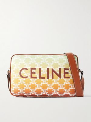 Triomphe Leather-Trimmed Logo-Print Coated-Canvas Messenger Bag Triomphe Leather-Trimmed Logo-Print Coated-Canvas Messenger Bag
