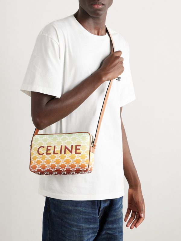 Triomphe Leather-Trimmed Logo-Print Coated-Canvas Messenger Bag - OU Triomphe Leather-Trimmed Logo-Print Coated-Canvas Messenger Bag - OU