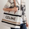 Cabas Large Leather-Trimmed Striped Logo-Print Brushed-Knit Tote Bag - OU Cabas Large Leather-Trimmed Striped Logo-Print Brushed-Knit Tote Bag - OU