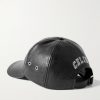 Logo-Appliquéd Embroidered Full-Grain Leather Baseball Cap - BK Logo-Appliquéd Embroidered Full-Grain Leather Baseball Cap - BK