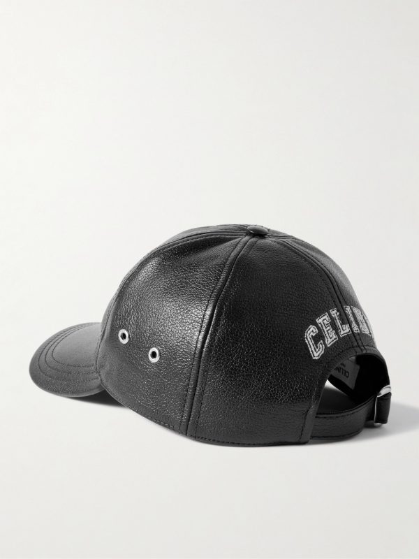 Logo-Appliquéd Embroidered Full-Grain Leather Baseball Cap - BK Logo-Appliquéd Embroidered Full-Grain Leather Baseball Cap - BK