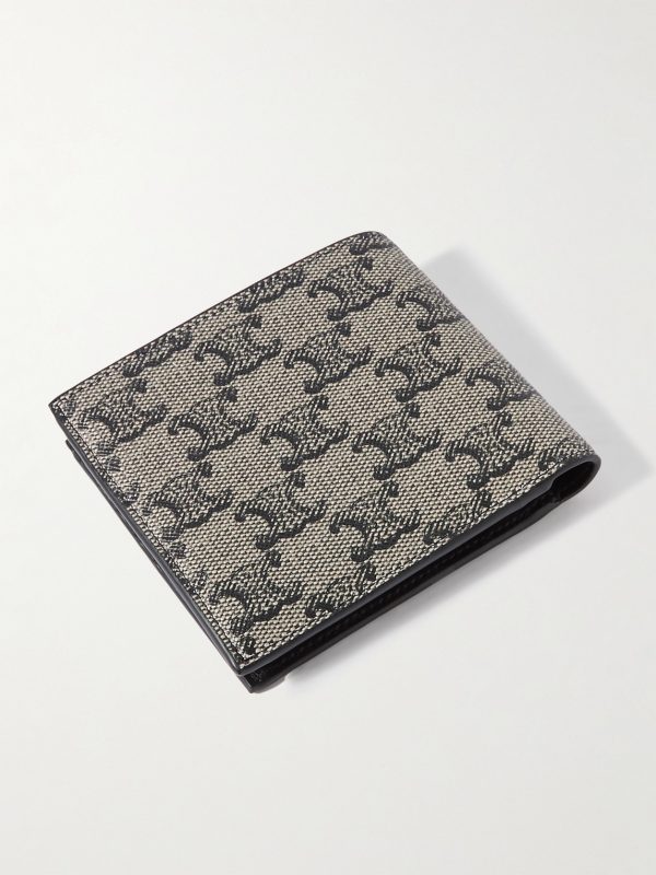 Triomphe Leather-Trimmed Coated-Canvas Billfold Wallet - BK Triomphe Leather-Trimmed Coated-Canvas Billfold Wallet - BK