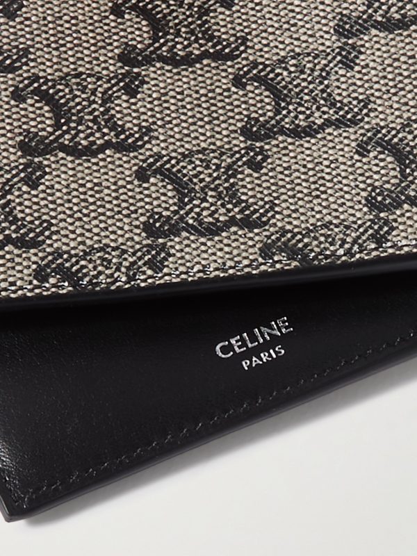 Triomphe Leather-Trimmed Coated-Canvas Billfold Wallet - CU Triomphe Leather-Trimmed Coated-Canvas Billfold Wallet - CU