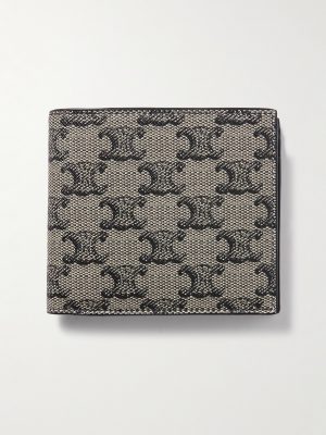 Triomphe Leather-Trimmed Coated-Canvas Billfold Wallet