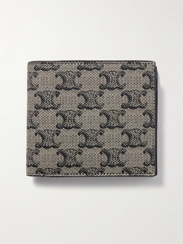 Triomphe Leather-Trimmed Coated-Canvas Billfold Wallet Triomphe Leather-Trimmed Coated-Canvas Billfold Wallet