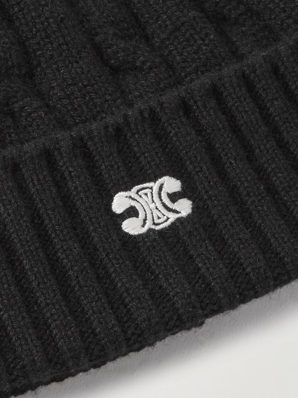 Logo-Embroidered Cable-Knit Cashmere Beanie - CU Logo-Embroidered Cable-Knit Cashmere Beanie - CU