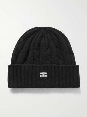 Logo-Embroidered Cable-Knit Cashmere Beanie