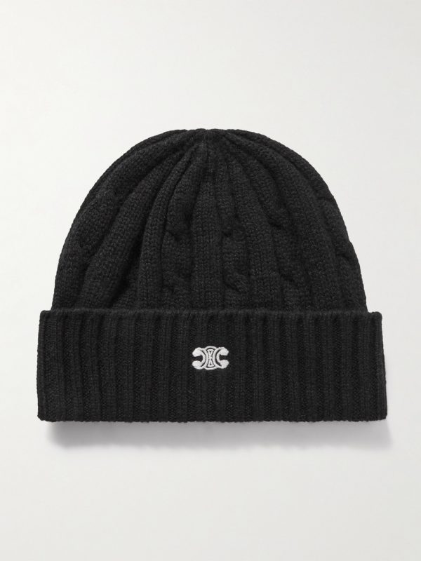 Logo-Embroidered Cable-Knit Cashmere Beanie Logo-Embroidered Cable-Knit Cashmere Beanie
