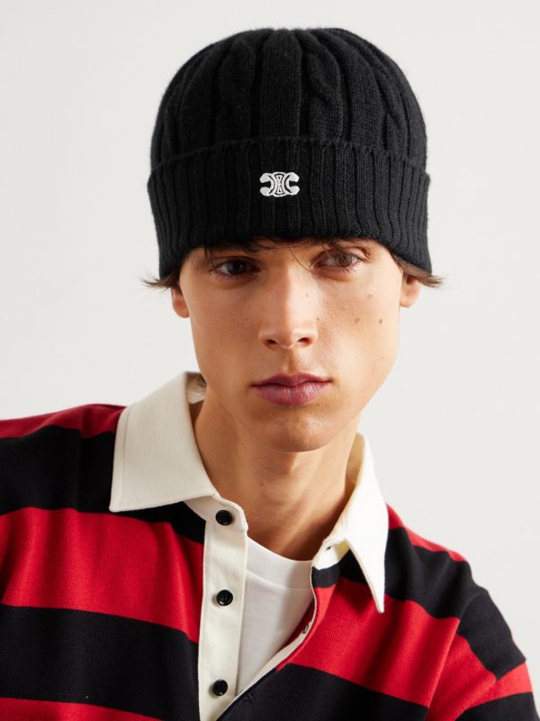 Logo-Embroidered Cable-Knit Cashmere Beanie - OU Logo-Embroidered Cable-Knit Cashmere Beanie - OU