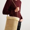 Triomphe Logo-Embossed Shearling Bucket Bag - OU