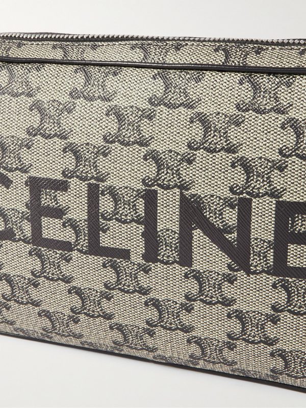 Triomphe Leather-Trimmed Logo-Print Coated-Canvas Messenger Bag - CU
