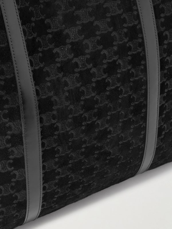 Horizontal Museum Triomphe Logo-Embossed Leather-Trimmed Suede Tote Bag - CU Horizontal Museum Triomphe Logo-Embossed Leather-Trimmed Suede Tote Bag - CU