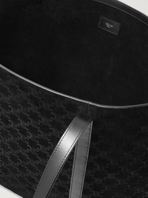 Horizontal Museum Triomphe Logo-Embossed Leather-Trimmed Suede Tote Bag - E1 Horizontal Museum Triomphe Logo-Embossed Leather-Trimmed Suede Tote Bag - E1