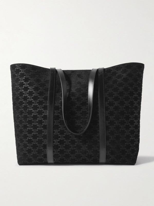 Horizontal Museum Triomphe Logo-Embossed Leather-Trimmed Suede Tote Bag Horizontal Museum Triomphe Logo-Embossed Leather-Trimmed Suede Tote Bag