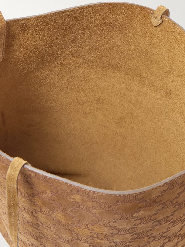 Logo-Debossed Suede Bucket Bag - E1 Logo-Debossed Suede Bucket Bag - E1
