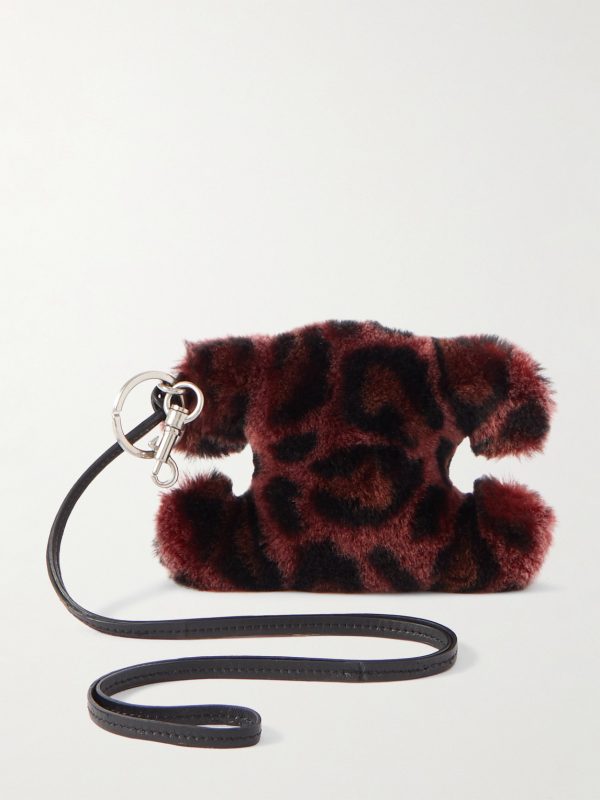 Triomphe Leopard-Print Shearling and Leather Keyring Triomphe Leopard-Print Shearling and Leather Keyring