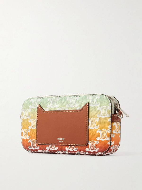 Triomphe Leather-Trimmed Logo-Print Coated-Canvas Messenger Bag - BK Triomphe Leather-Trimmed Logo-Print Coated-Canvas Messenger Bag - BK