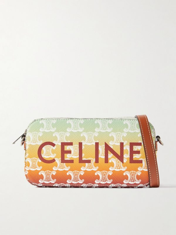 Triomphe Leather-Trimmed Logo-Print Coated-Canvas Messenger Bag Triomphe Leather-Trimmed Logo-Print Coated-Canvas Messenger Bag