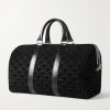 Boston Triomphe Leather-Trimmed Logo-Jacquard Suede Tote - BK Boston Triomphe Leather-Trimmed Logo-Jacquard Suede Tote - BK