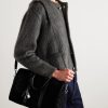 Boston Triomphe Leather-Trimmed Logo-Jacquard Suede Tote - E2 Boston Triomphe Leather-Trimmed Logo-Jacquard Suede Tote - E2