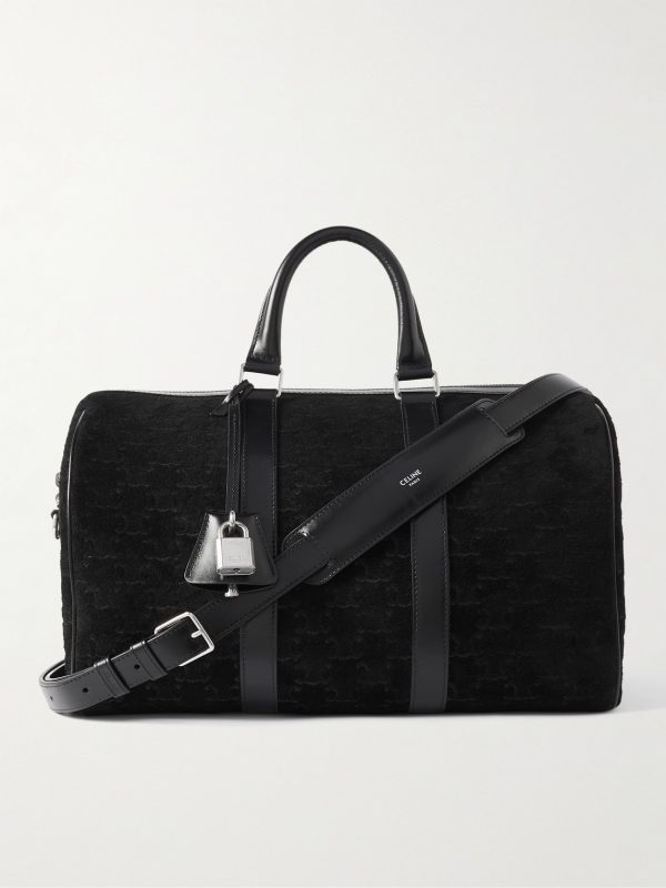 Boston Triomphe Leather-Trimmed Logo-Jacquard Suede Tote Boston Triomphe Leather-Trimmed Logo-Jacquard Suede Tote