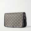 Folco Triomphe Small Leather-Trimmed Logo-Print Coated-Canvas Messenger Bag - BK Folco Triomphe Small Leather-Trimmed Logo-Print Coated-Canvas Messenger Bag - BK