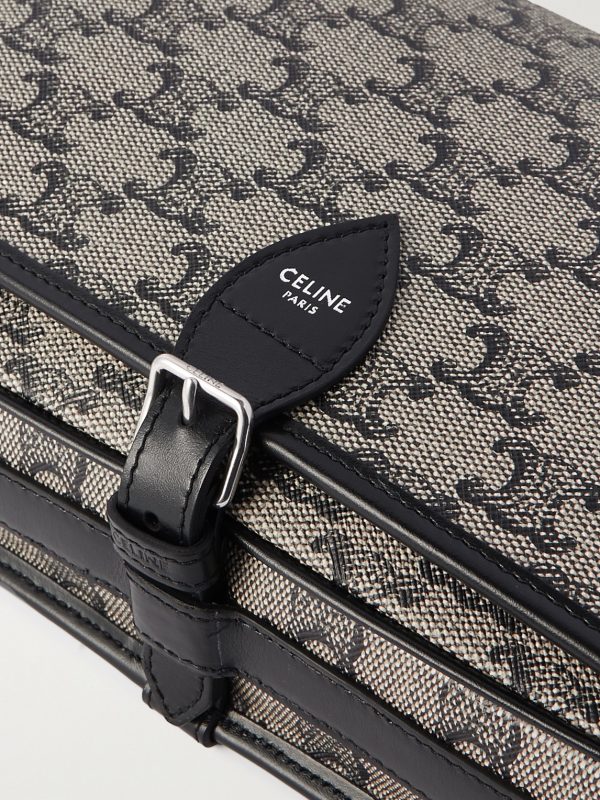 Folco Triomphe Small Leather-Trimmed Logo-Print Coated-Canvas Messenger Bag - CU Folco Triomphe Small Leather-Trimmed Logo-Print Coated-Canvas Messenger Bag - CU