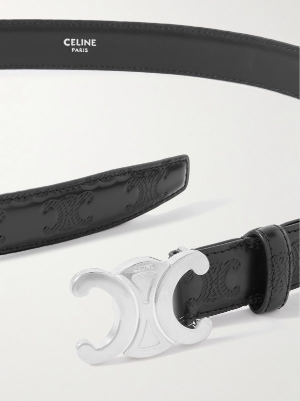 2.5cm Triomphe Logo-Debossed Leather Belt - E1 2.5cm Triomphe Logo-Debossed Leather Belt - E1