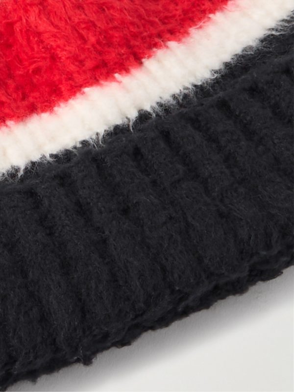 Striped Ribbed Brushed-Cotton Beanie - CU Striped Ribbed Brushed-Cotton Beanie - CU