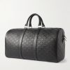 Medium Voyage Logo-Debossed Leather Holdall - BK