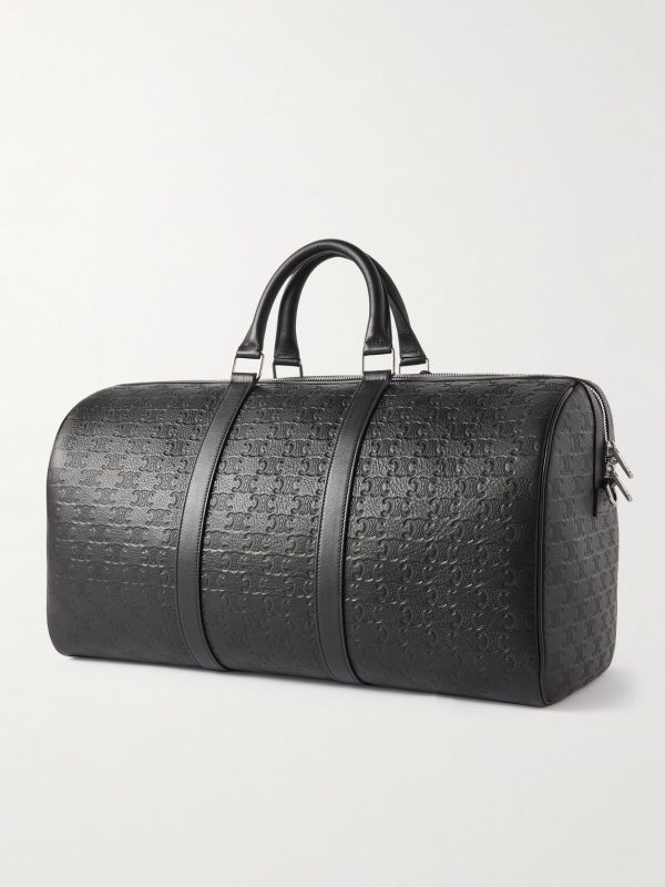 Medium Voyage Logo-Debossed Leather Holdall - BK