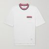 Logo-Appliquéd Striped Pointelle-Knit Cotton T-Shirt Logo-Appliquéd Striped Pointelle-Knit Cotton T-Shirt