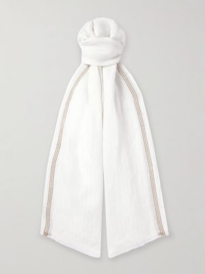 Zamami Embroidered Herringbone Linen Scarf