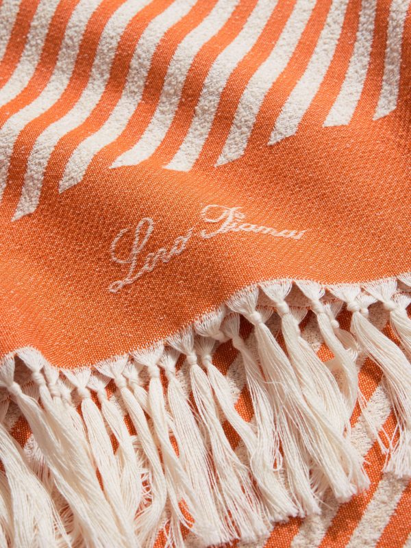 Moai Fringed Striped Cotton-Bouclé Beach Towel - CU