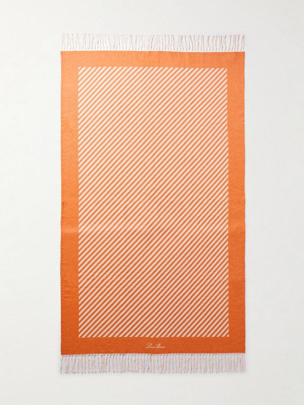Moai Fringed Striped Cotton-Bouclé Beach Towel - E1